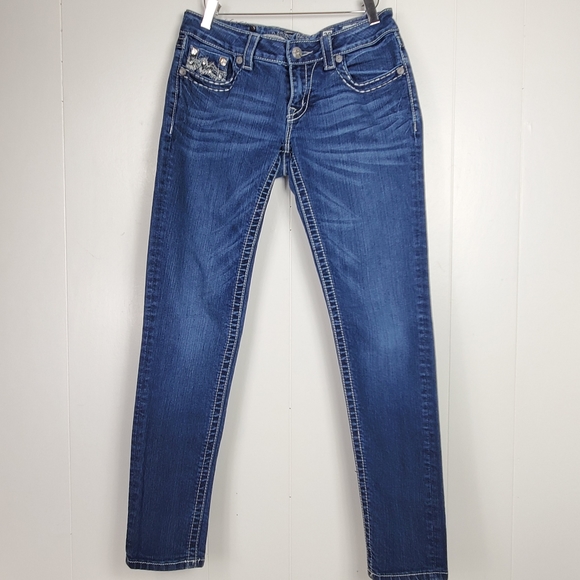 Miss Me JE107252R rhinestone embroidered skinny jeans size 28 - Picture 14 of 14